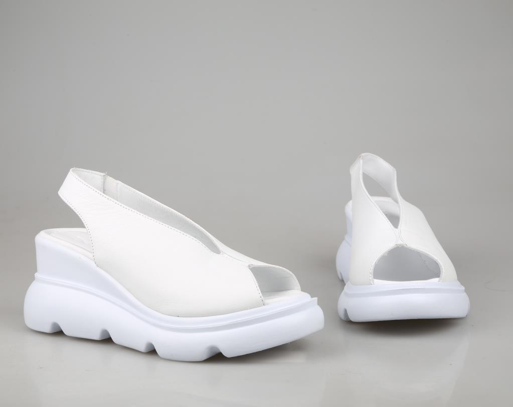 Zeyn 7672 hakiki deri Beyaz Kadın Sandalet