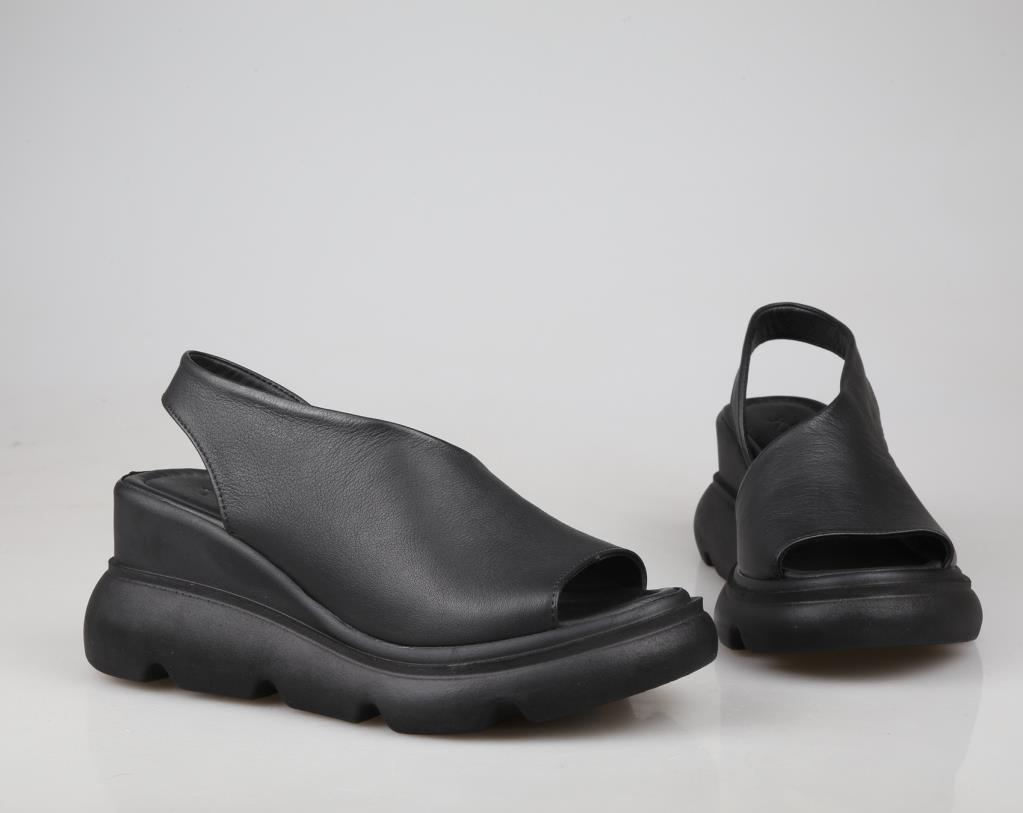 Zeyn 7712 hakiki deri Siyah Kadın Sandalet