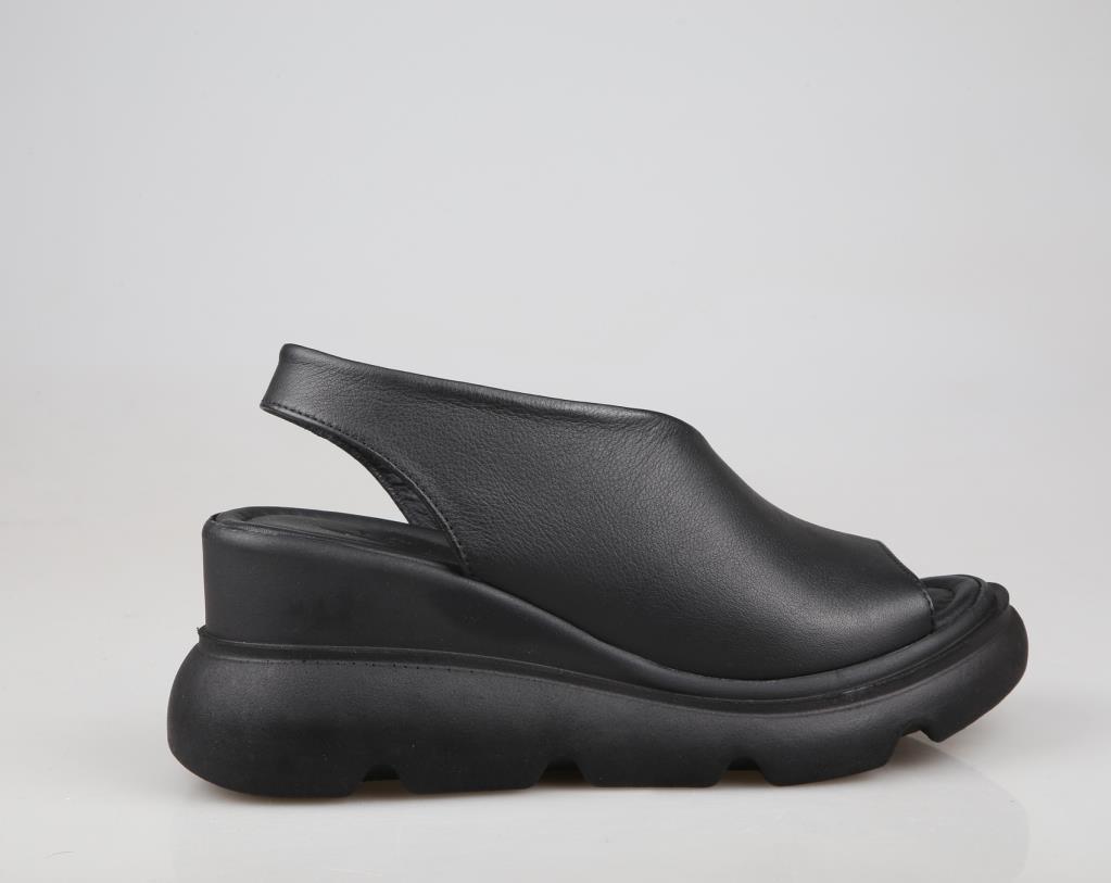 Zeyn 7712 hakiki deri Siyah Kadın Sandalet