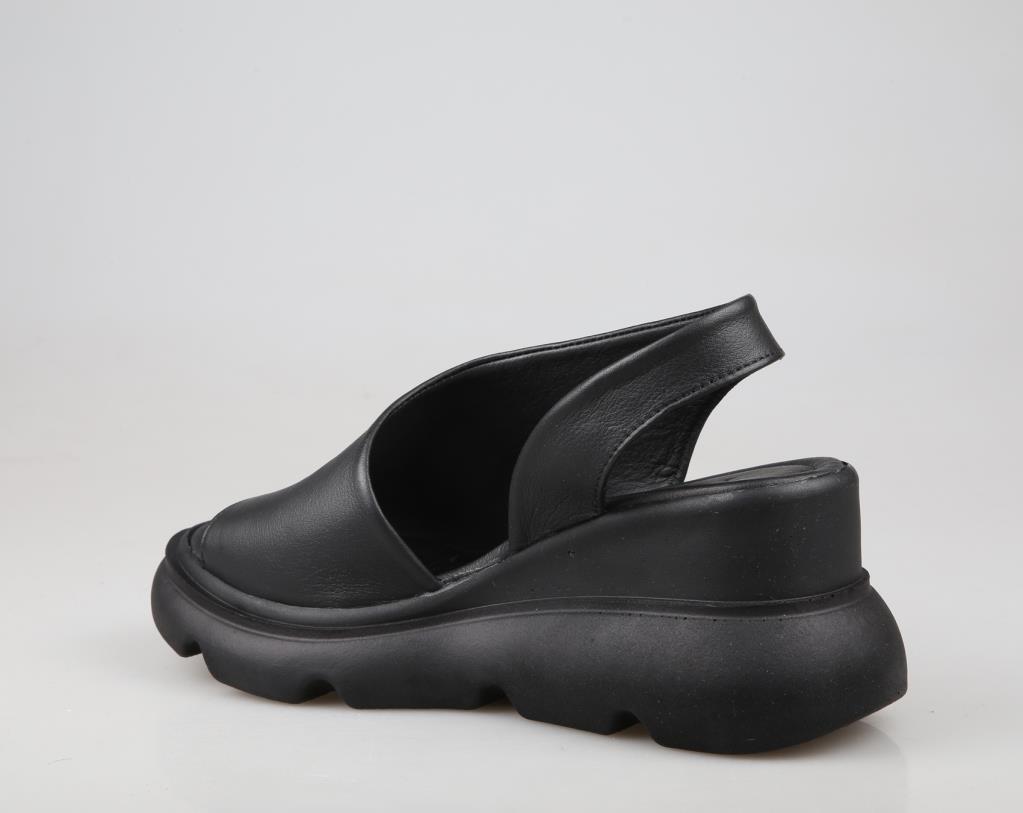 Zeyn 7712 hakiki deri Siyah Kadın Sandalet