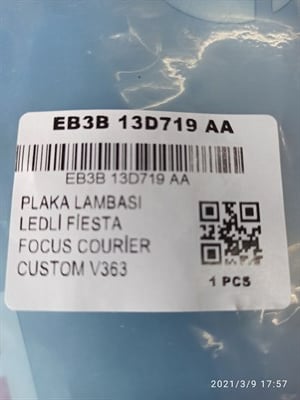 FİESTA - COURİER 2018 PLAKA LAMBASI LEDLİEB3B 13D719 AA