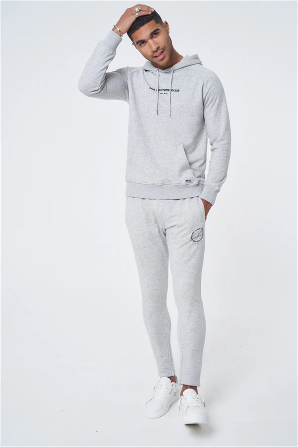 Arkası Baskılı Kapişonlu  Sweat Gri