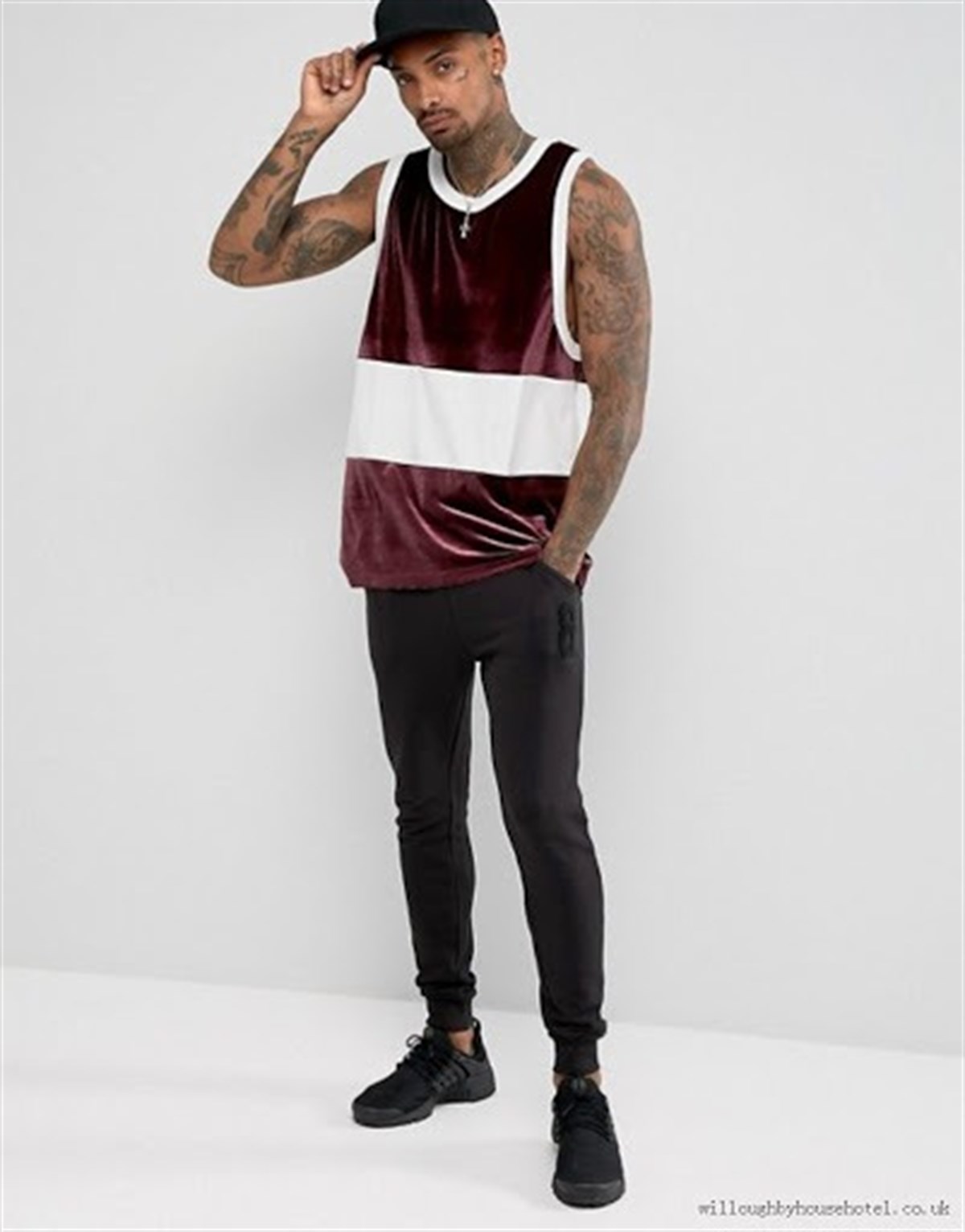 Asos Nano Soft Kumaş Önü Panel Kolsuz  Atlet Bordo-Krem