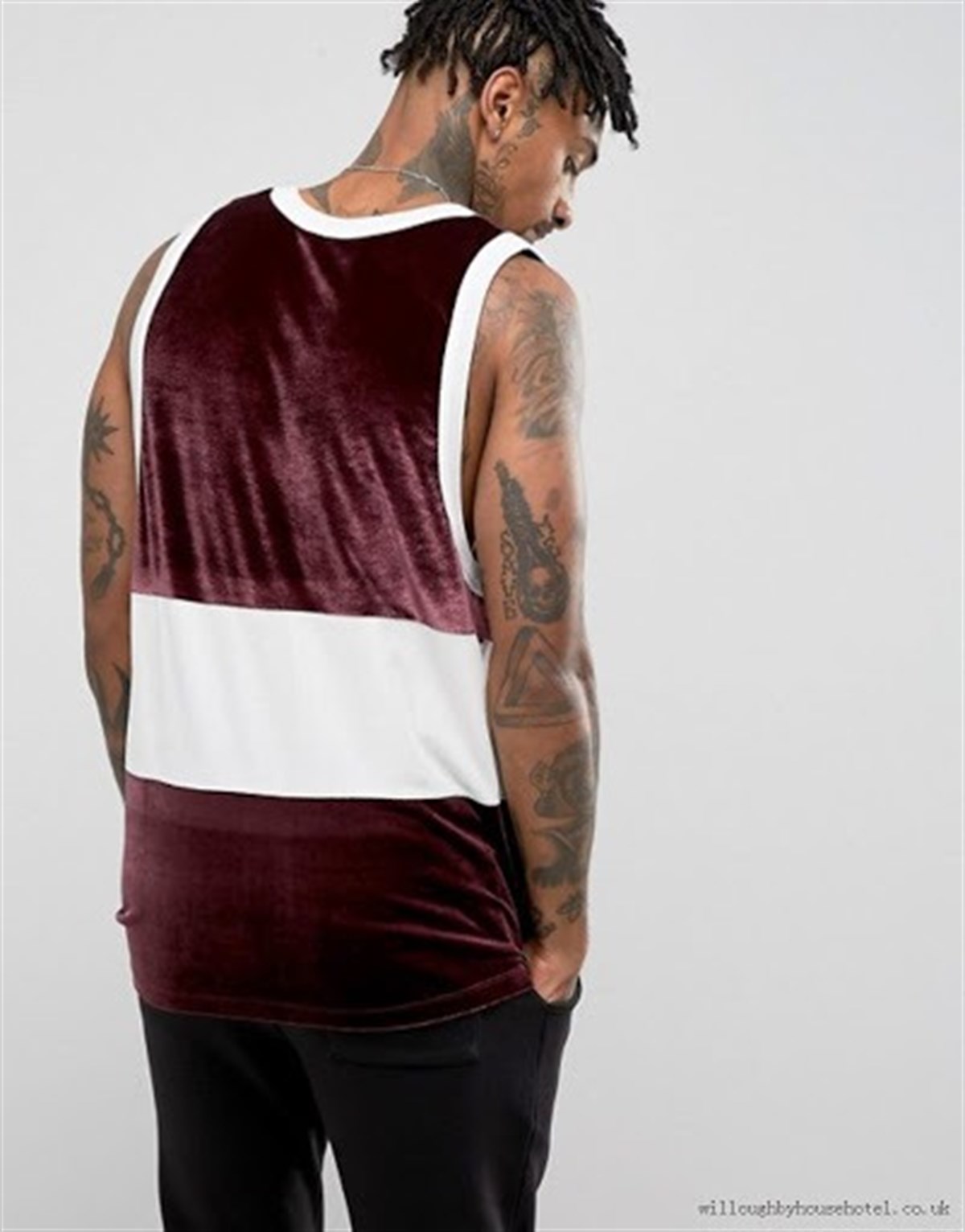 Asos Nano Soft Kumaş Önü Panel Kolsuz  Atlet Bordo-Krem