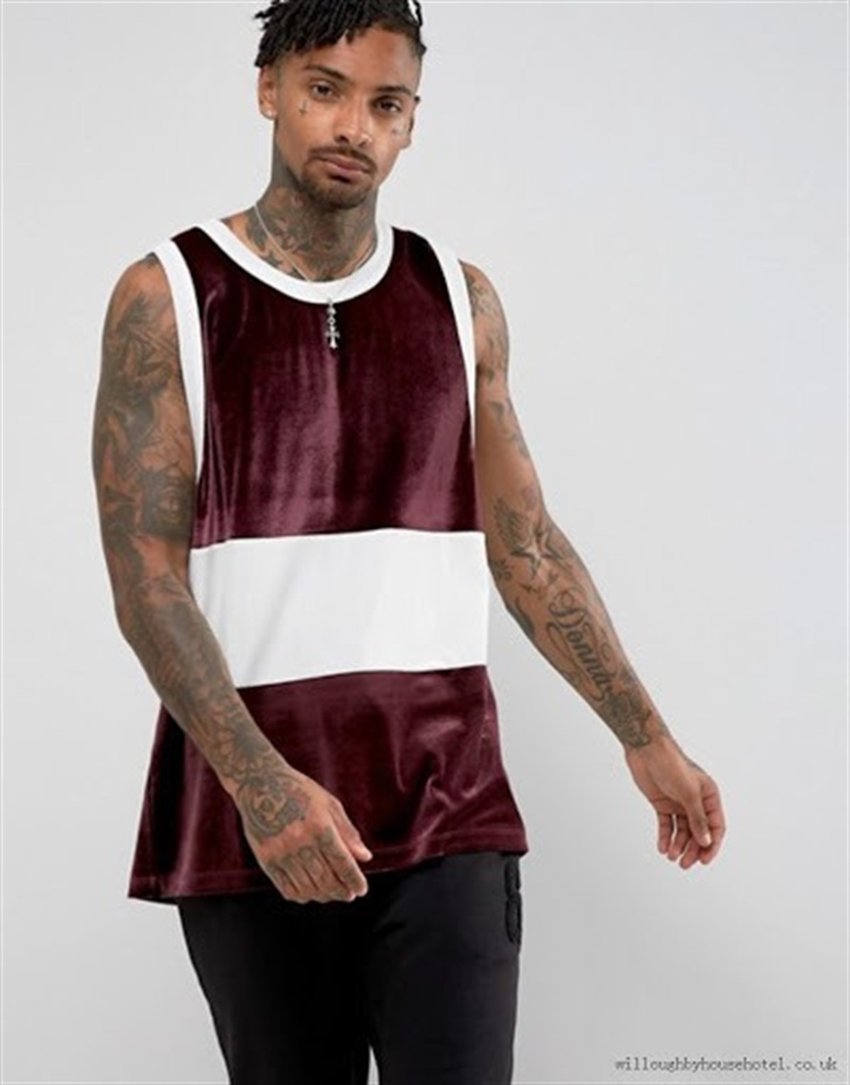 Asos Nano Soft Kumaş Önü Panel Kolsuz  Atlet Bordo-Krem