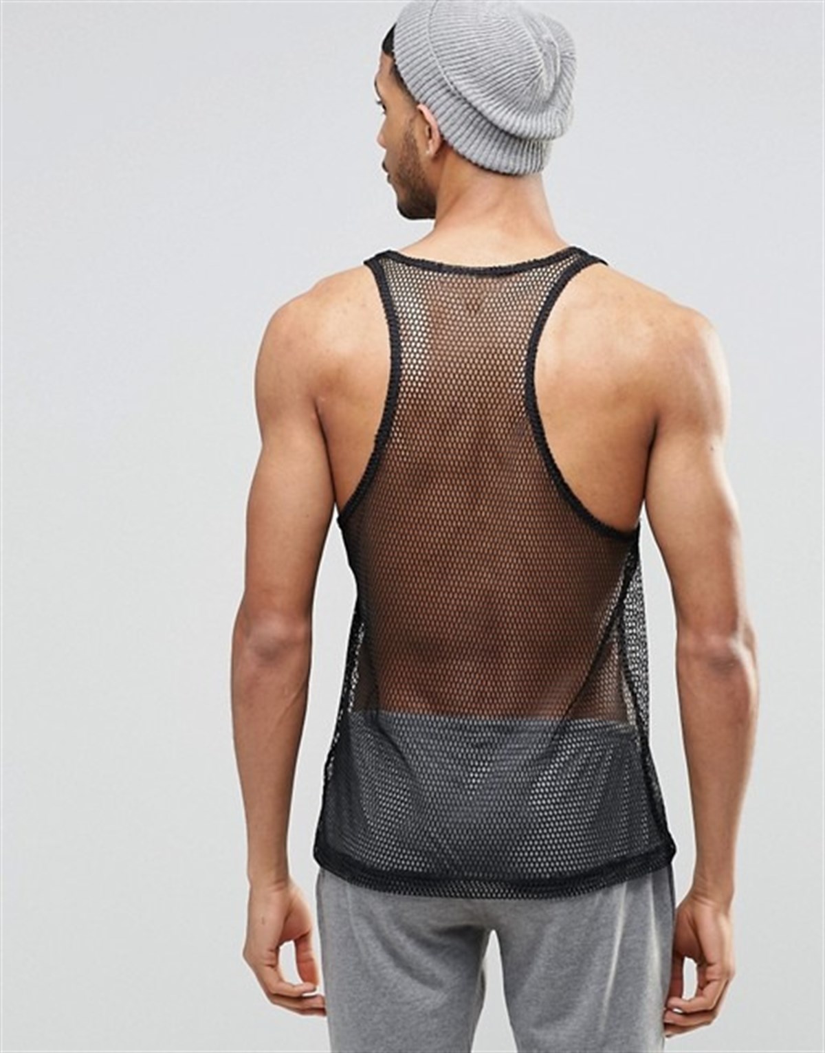 Asos Sırtı Açık File  Atlet Siyah