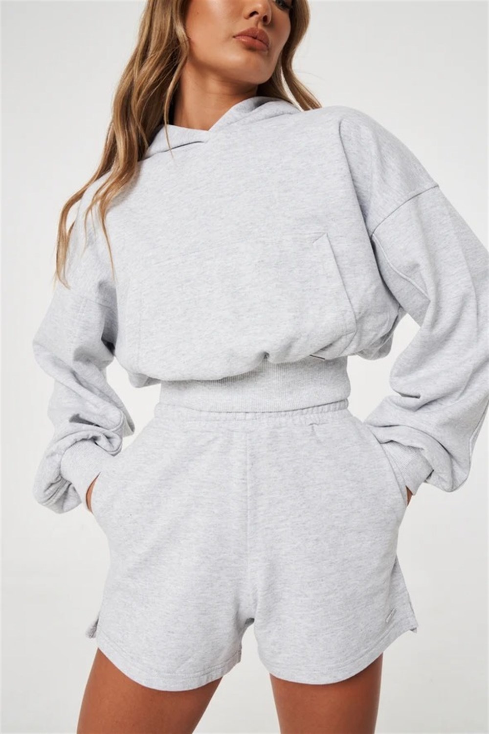 Basic Crop Sweat Gri