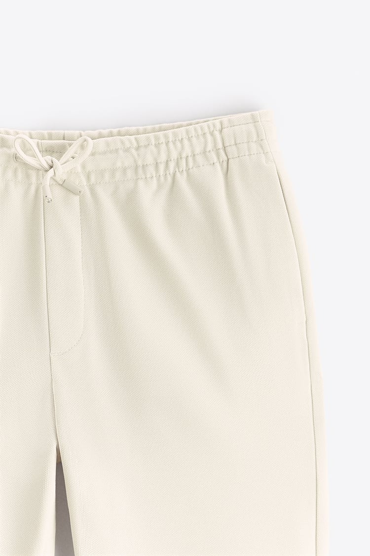 Basic İpli Jogger Pantolon-Ekru