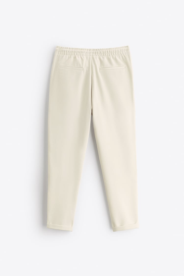 Basic İpli Jogger Pantolon-Ekru