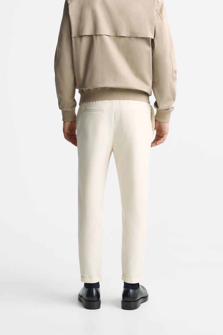 Basic İpli Jogger Pantolon-Ekru