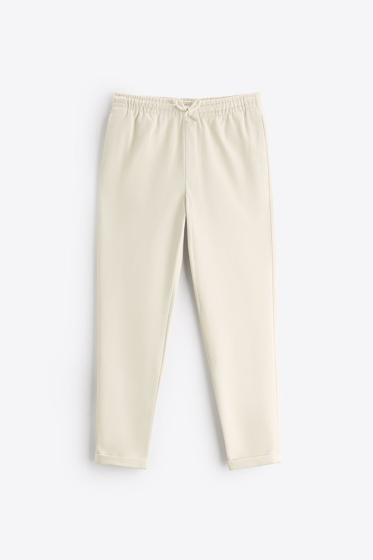 Basic İpli Jogger Pantolon-Ekru