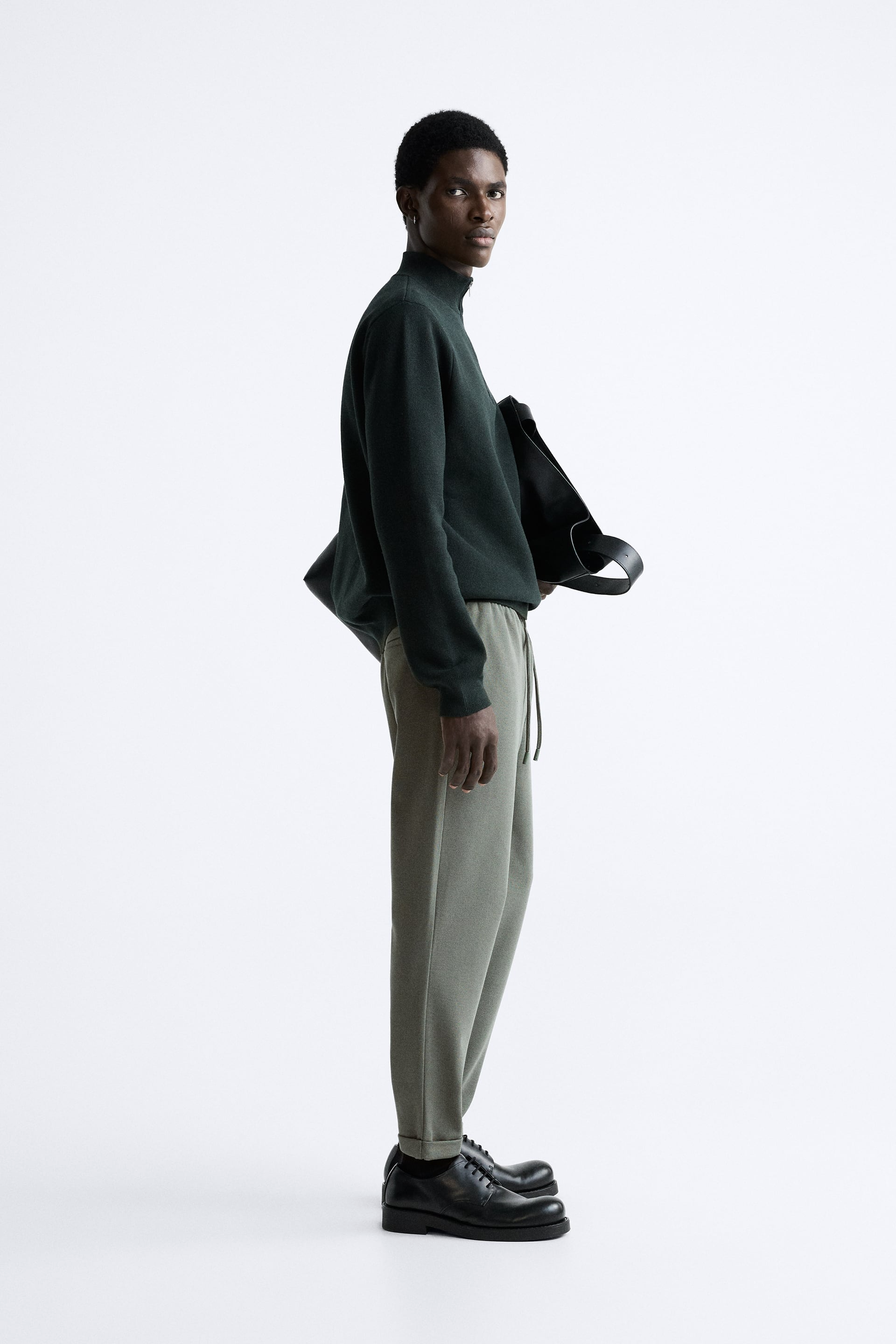 Basic İpli Jogger Pantolon-Haki