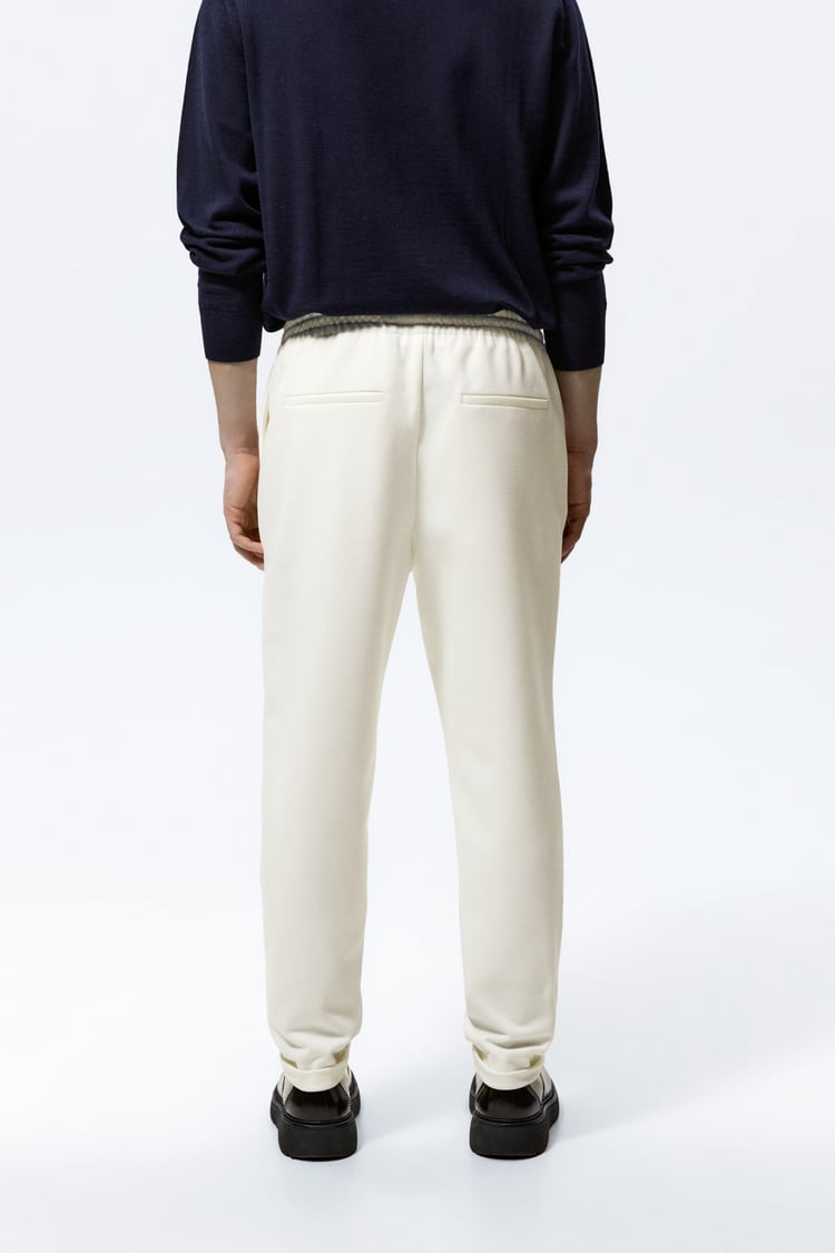 Basic İpli Jogger Pantolon-Kirli Beyaz