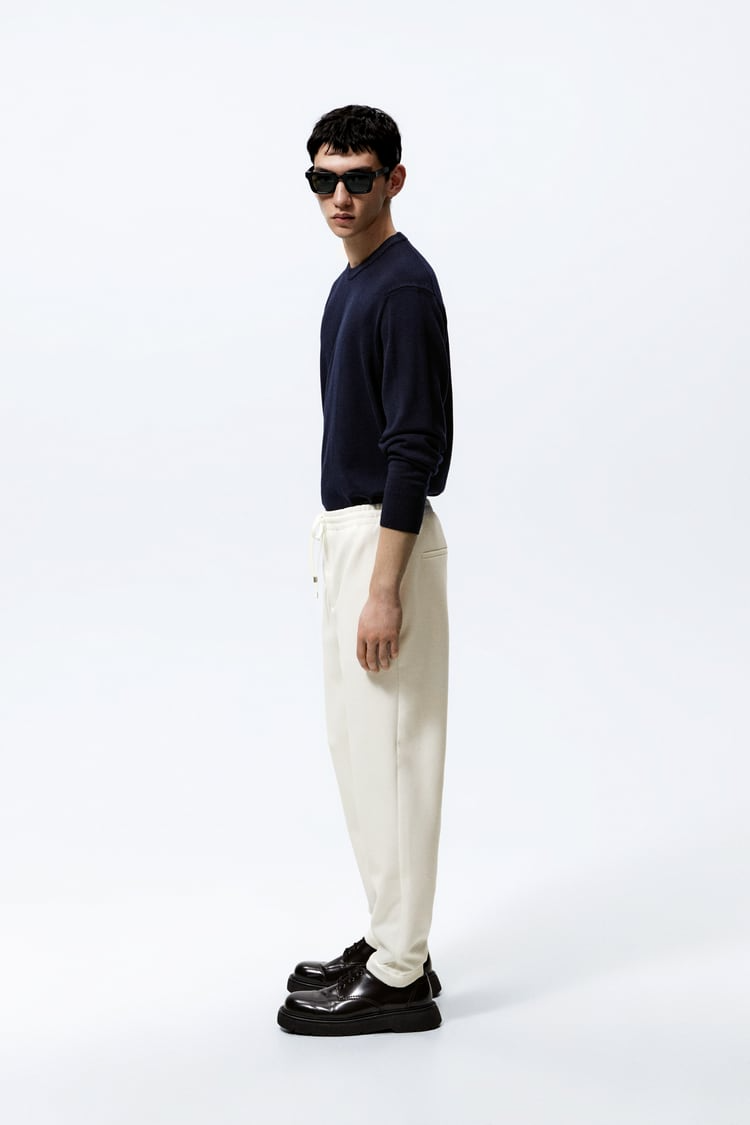 Basic İpli Jogger Pantolon-Kirli Beyaz