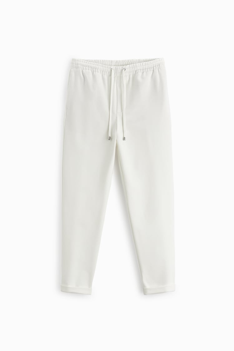 Basic İpli Jogger Pantolon-Kirli Beyaz