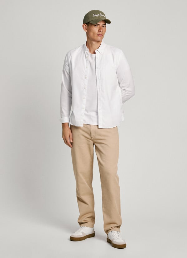 Basic likralı Gömlek-Beyaz