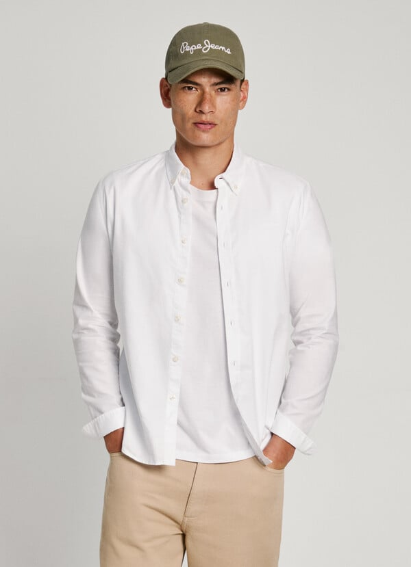 Basic likralı Gömlek-Beyaz