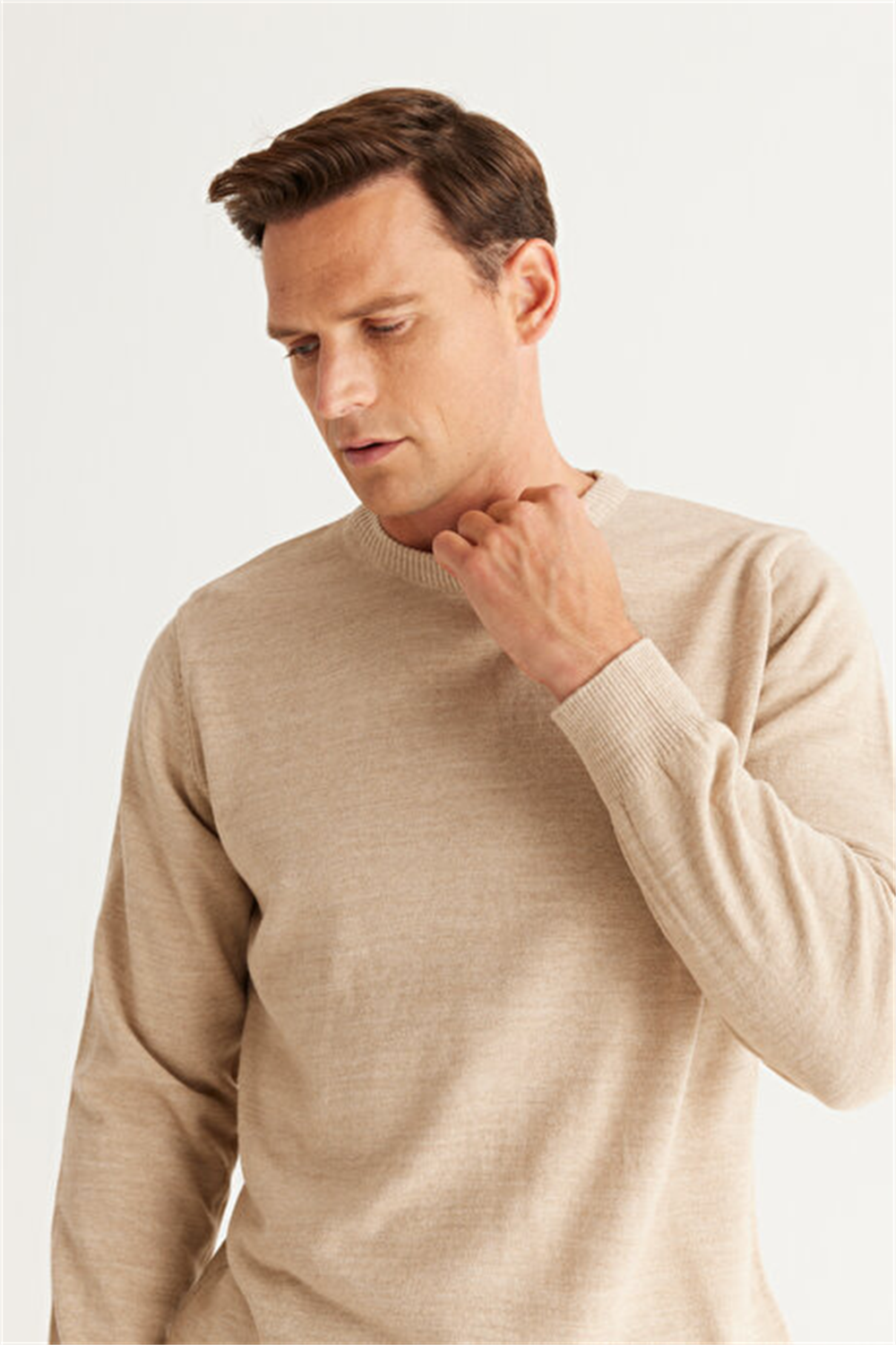 Basic L/S Triko Tshirt-Bej