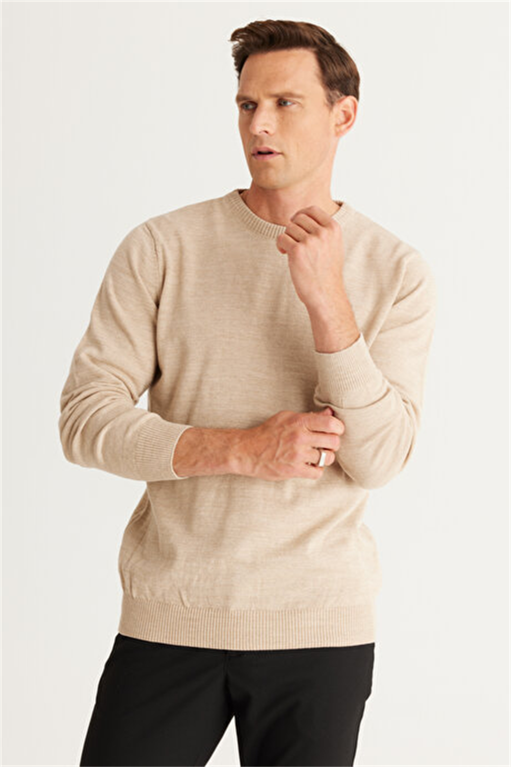 Basic L/S Triko Tshirt-Bej