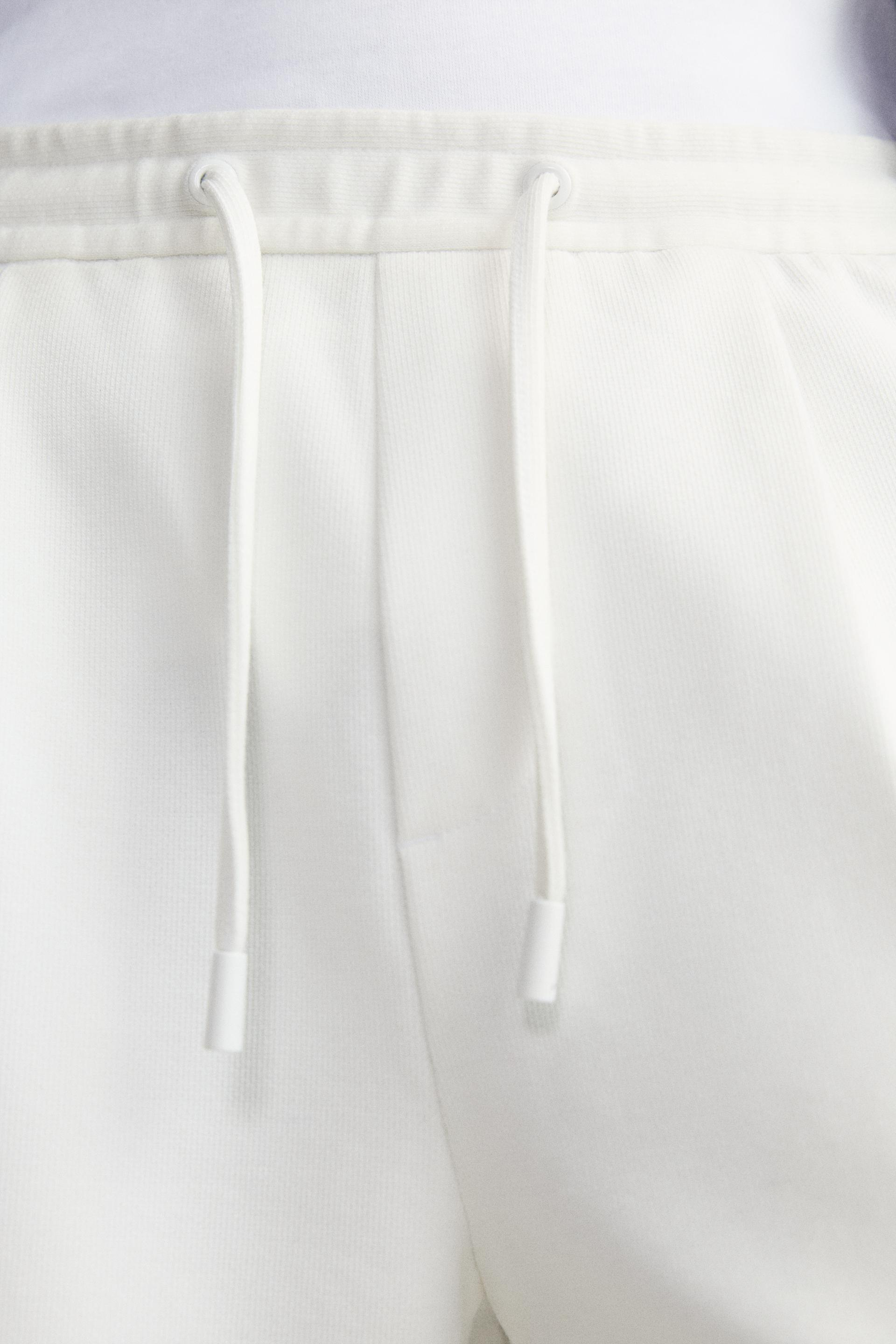 Basic Soft Kumaş İpli Jogger  Şort-Beyaz