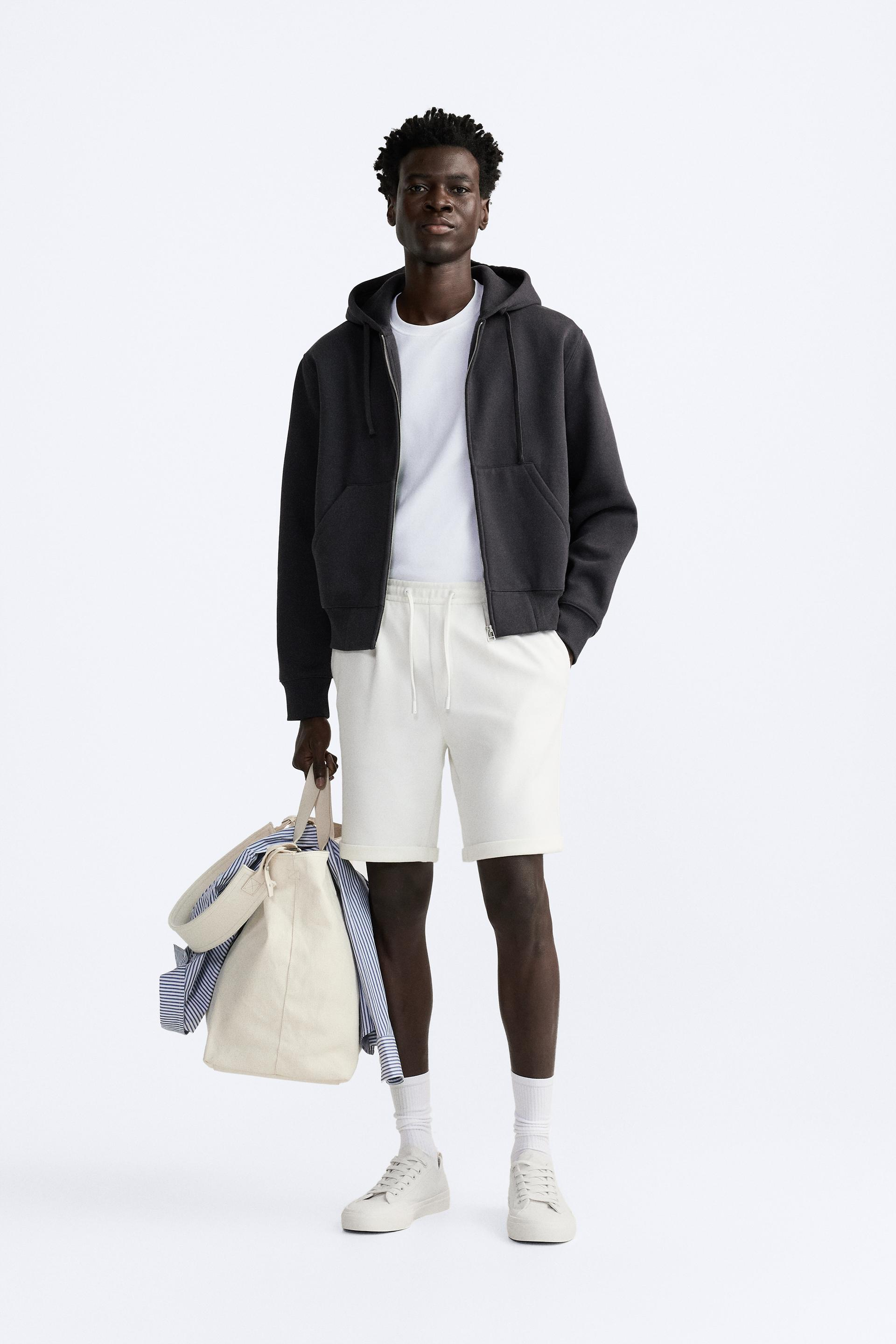 Basic Soft Kumaş İpli Jogger  Şort-Beyaz