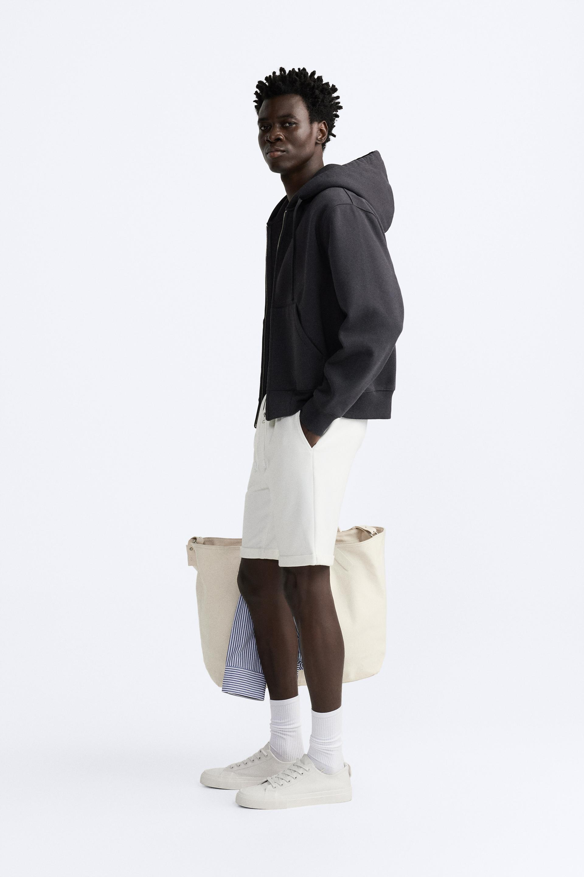 Basic Soft Kumaş İpli Jogger  Şort-Beyaz