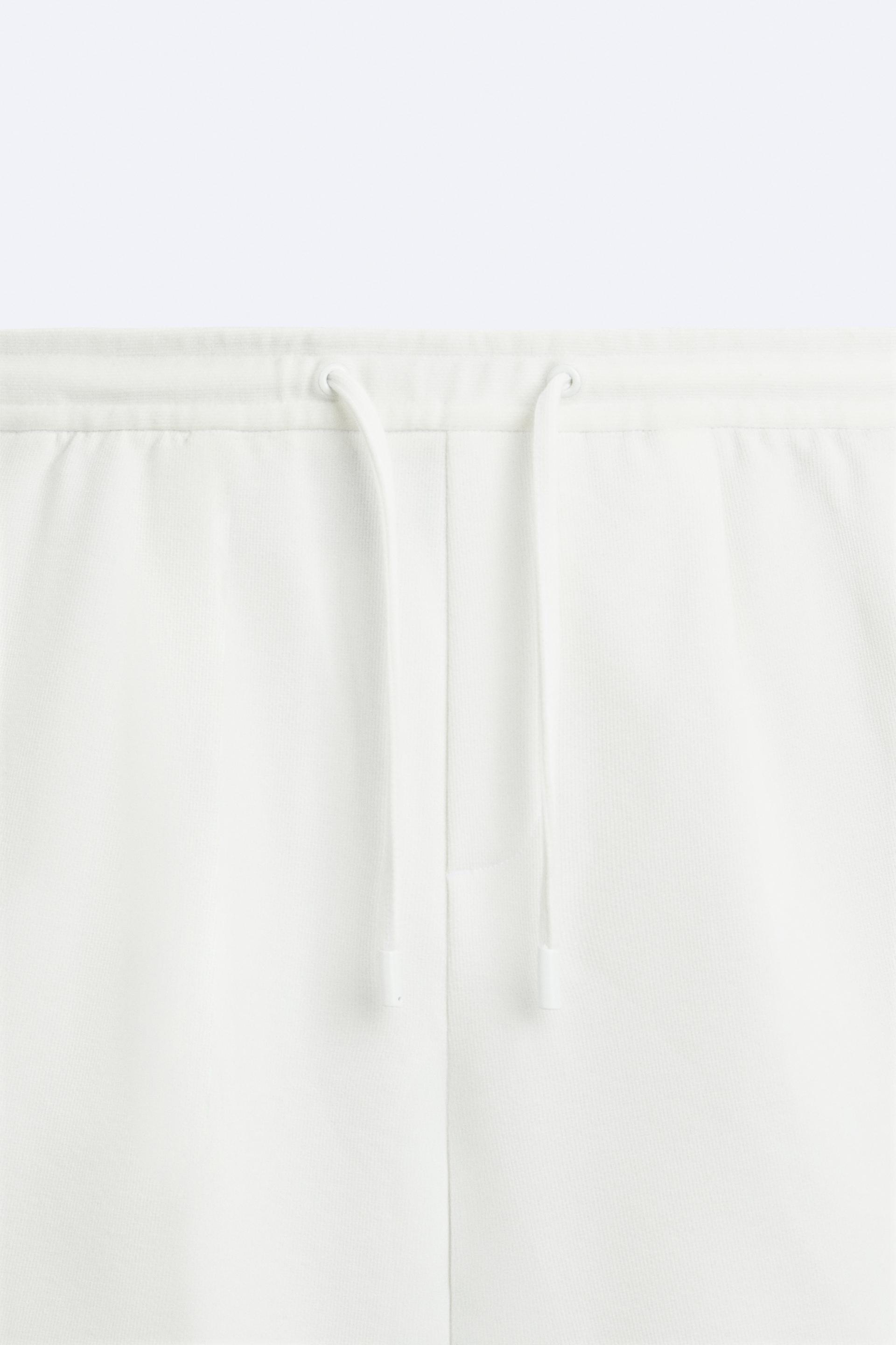 Basic Soft Kumaş İpli Jogger  Şort-Beyaz