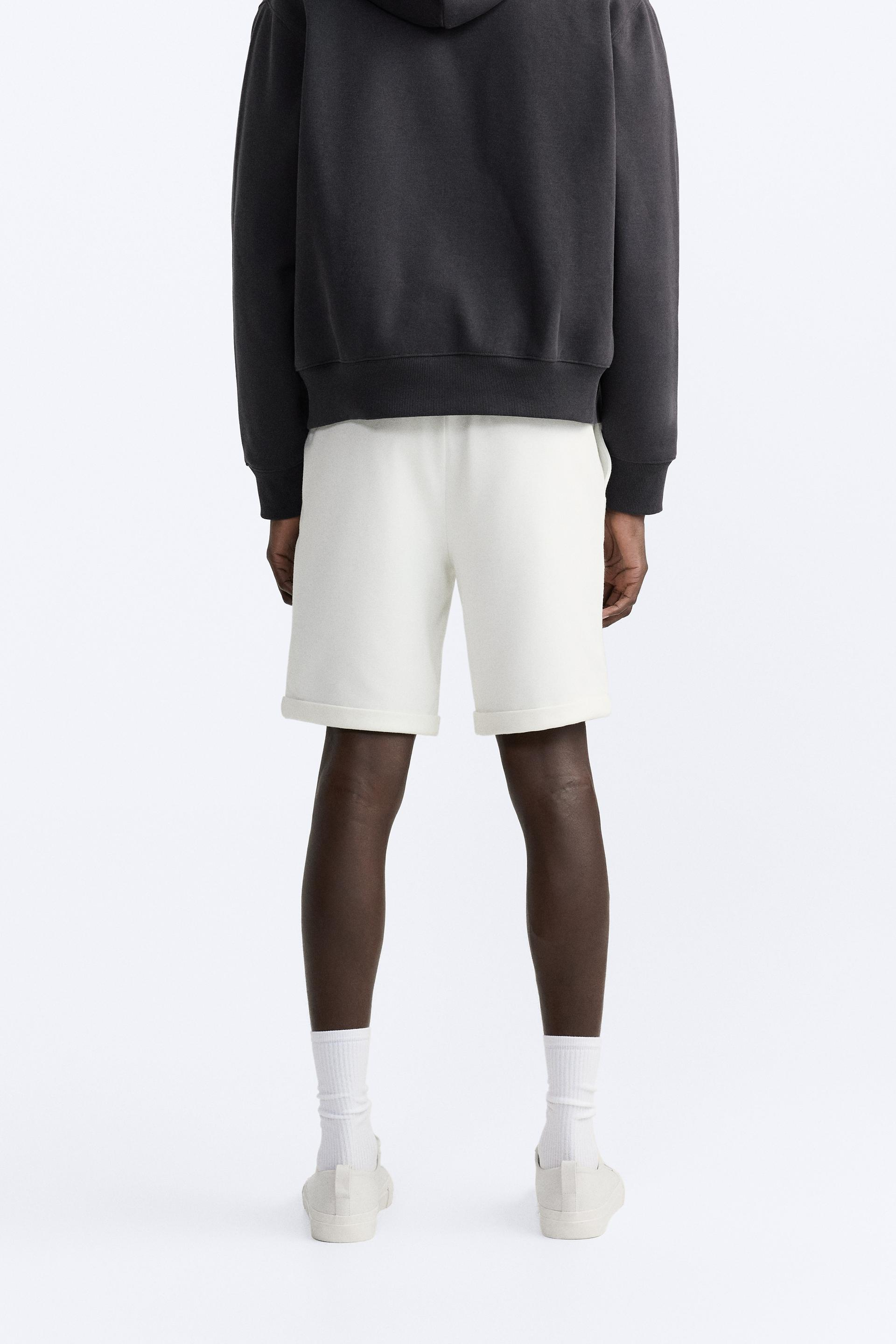 Basic Soft Kumaş İpli Jogger  Şort-Beyaz