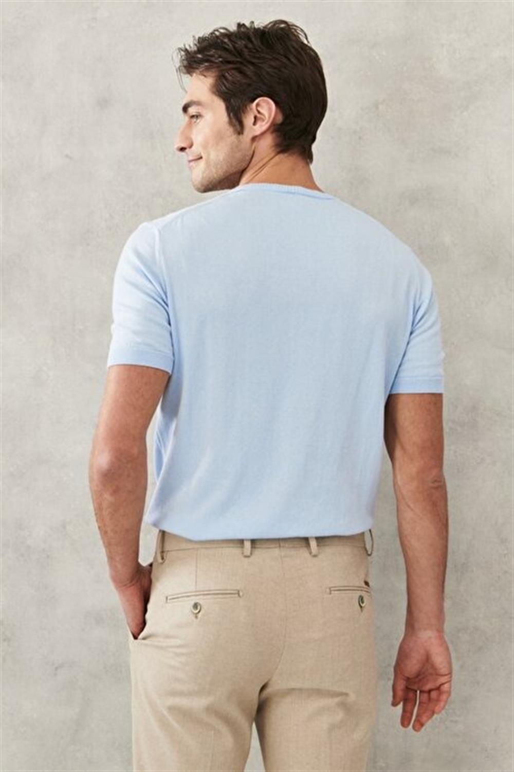 Basic Triko Tshirt-Mavi Açık