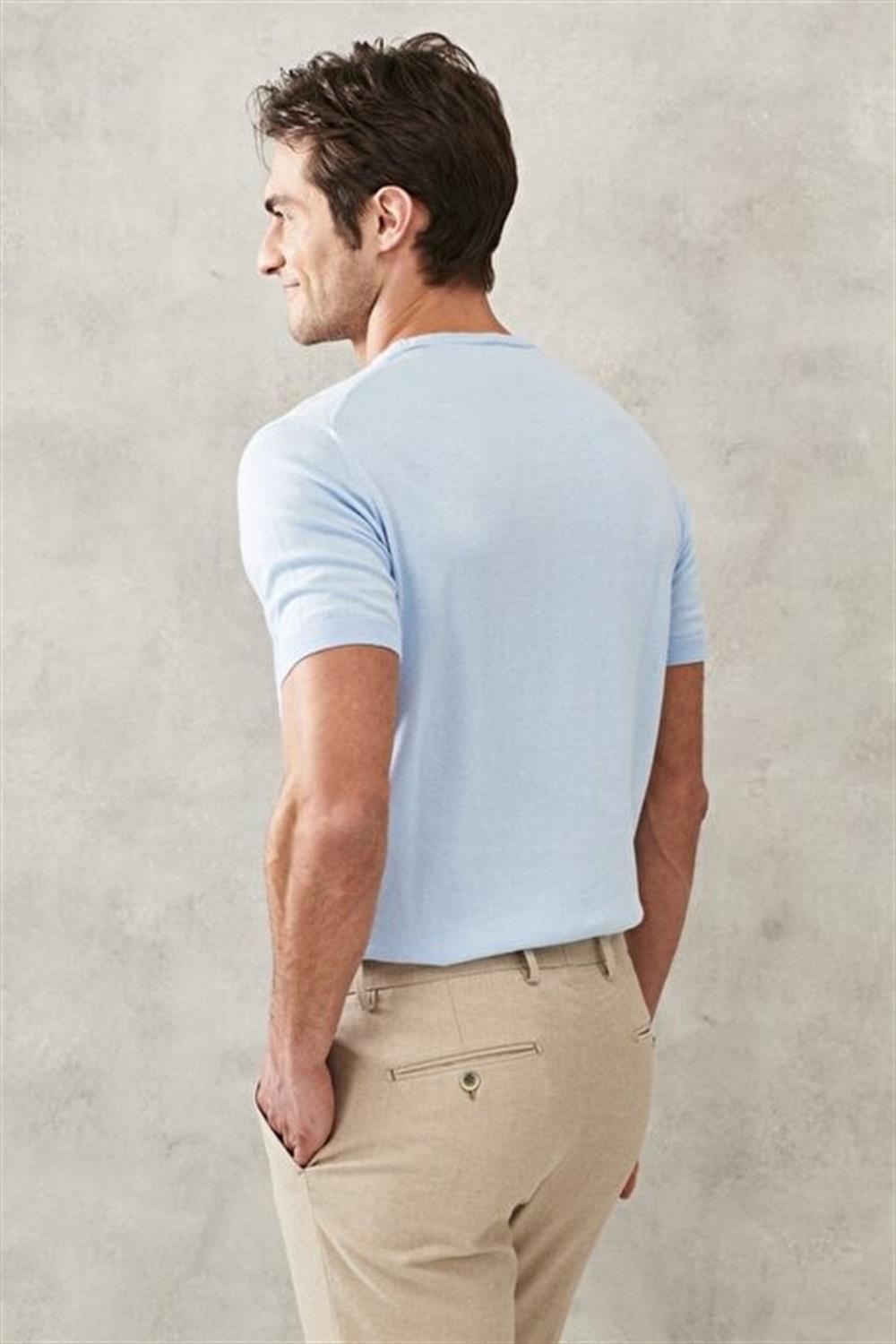 Basic Triko Tshirt-Mavi Açık