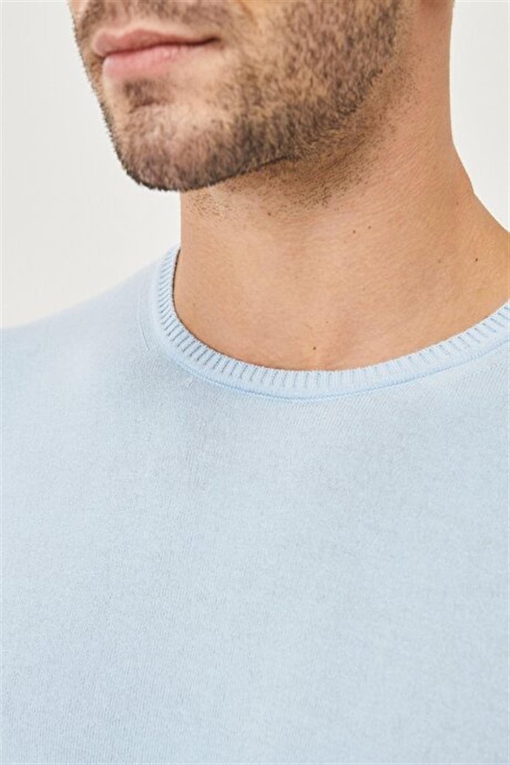 Basic Triko Tshirt-Mavi Açık