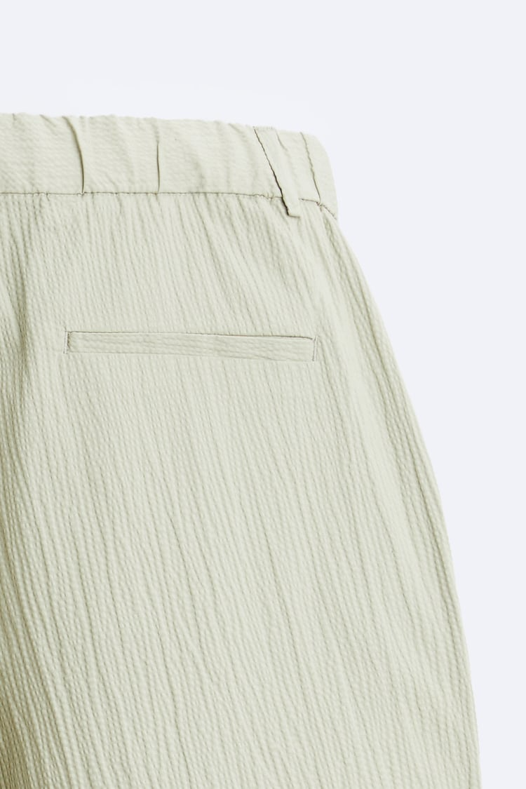 Beli Lastikli Bol Gofre Pantolon-Mint Yeşili