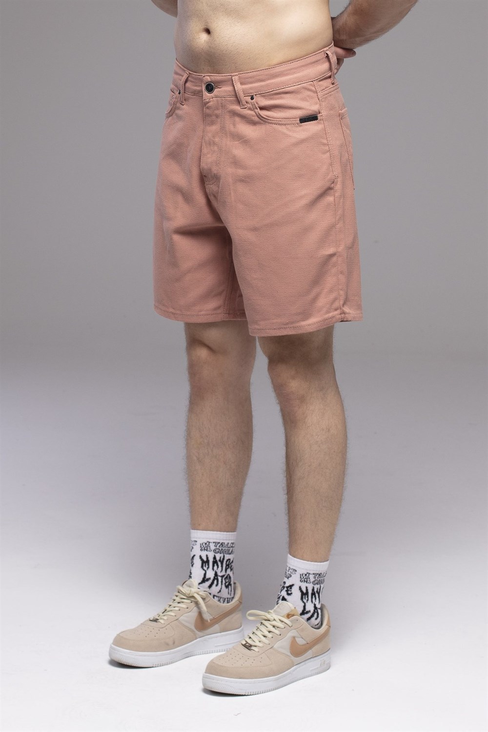 Bol Kalıp Denim Kot  Şort Somon