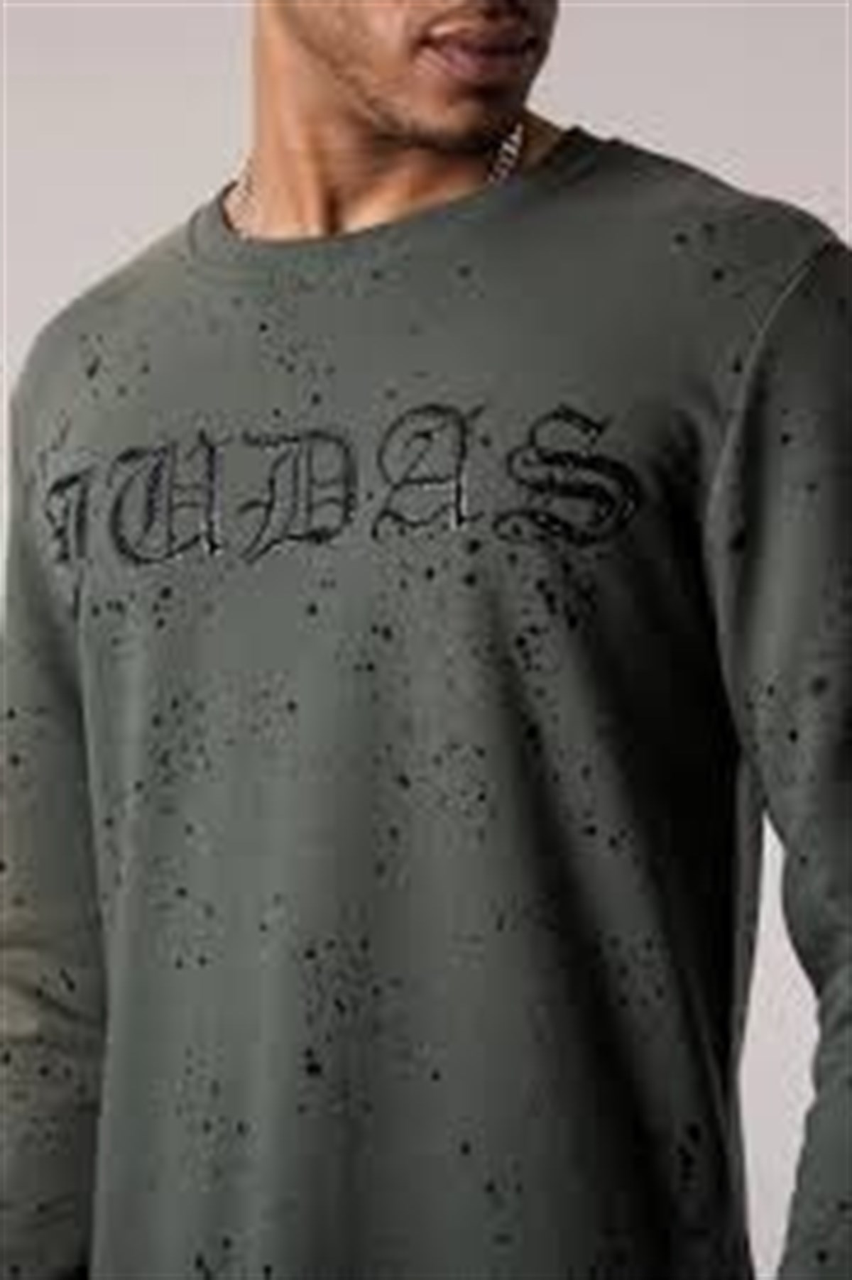 Boya Baskılı Long Sweat Siyah