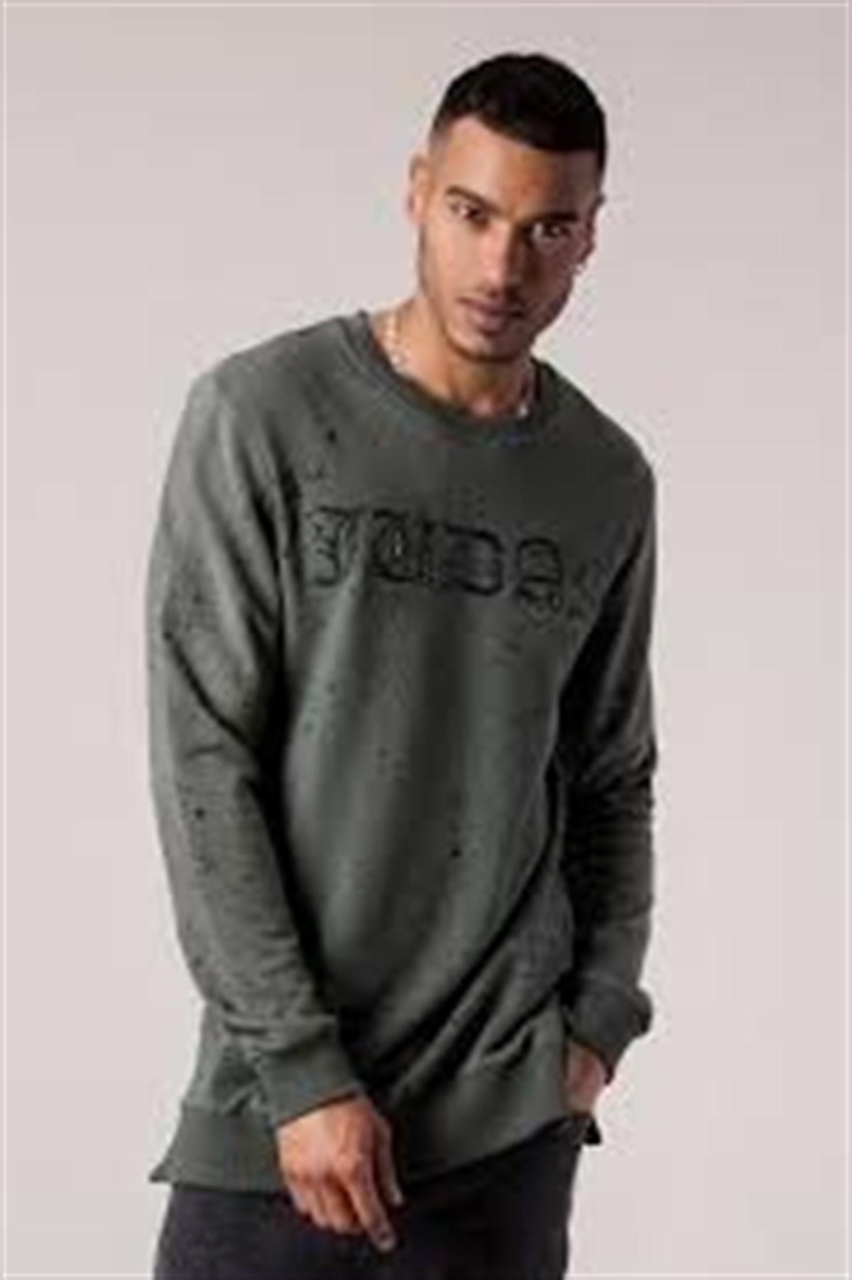 Boya Baskılı Long Sweat Siyah