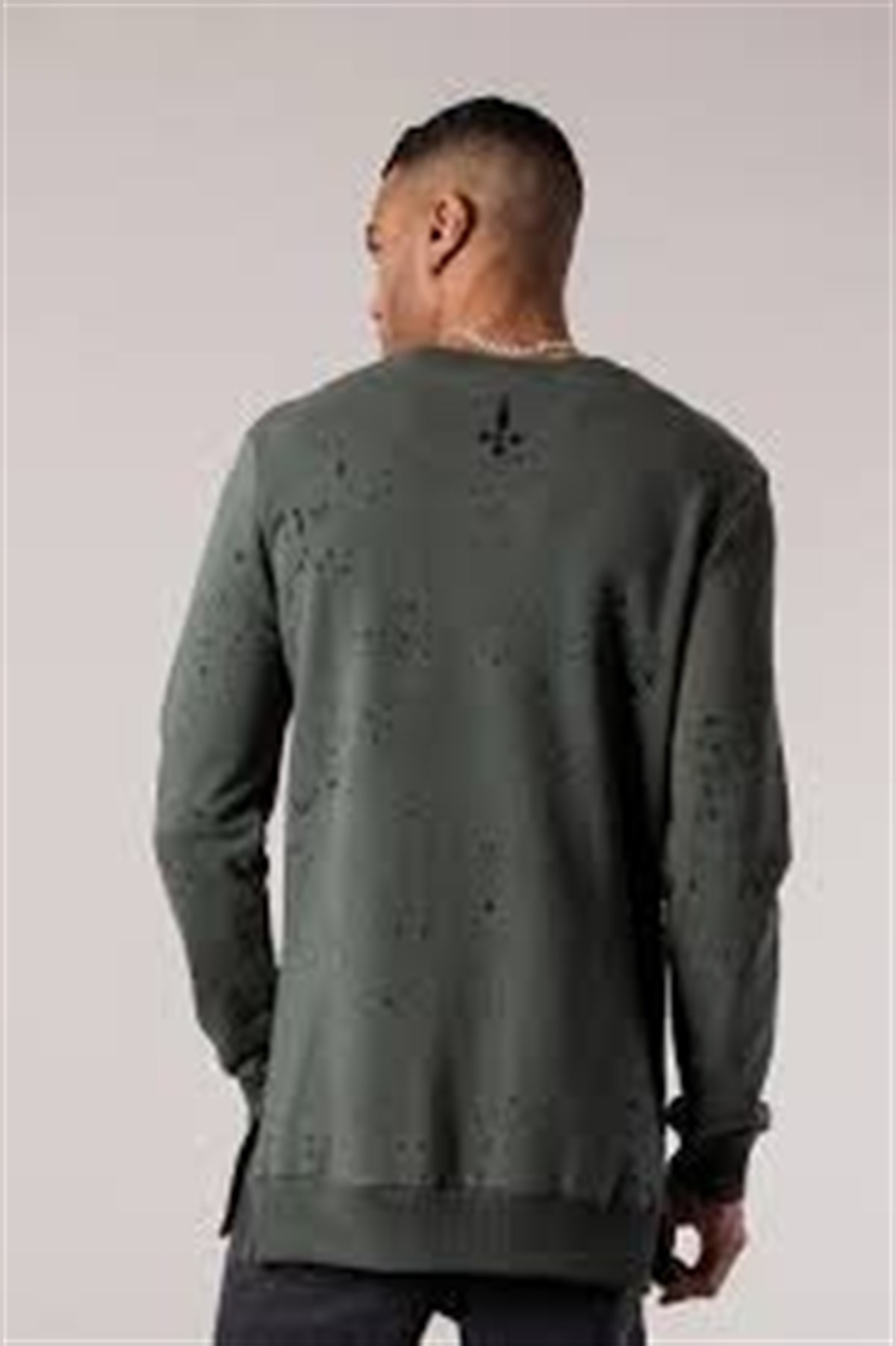 Boya Baskılı Long Sweat Siyah