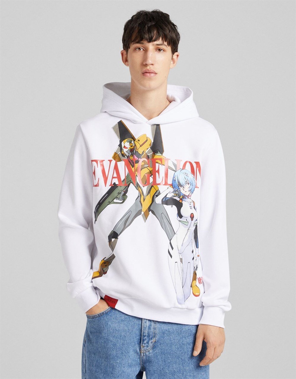 BRSK Karekter Kapişonlu  Sweat-Beyaz