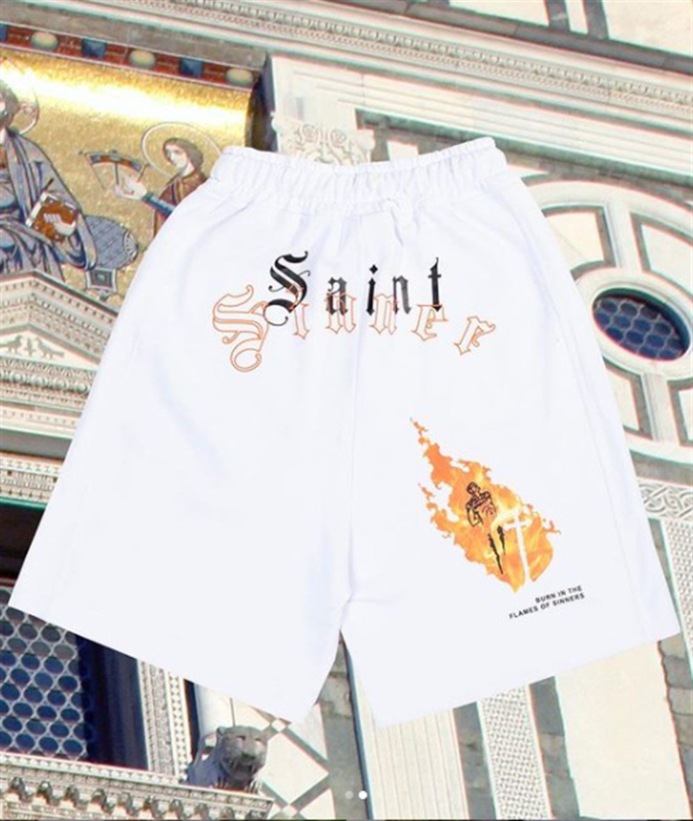 Casual Oversize  Bol Penye (Saint Sinners]Şort Beyaz