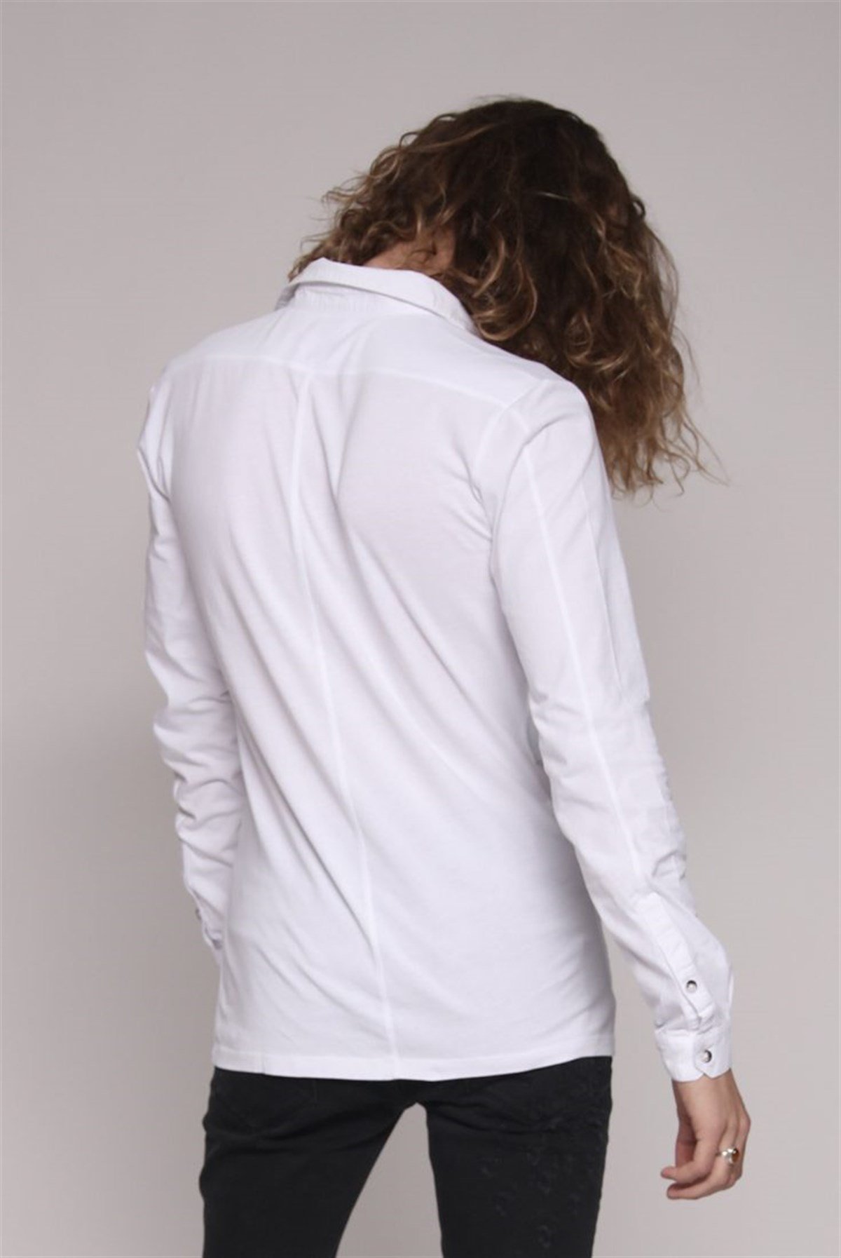 Cepli Gomlek Sweat Beyaz