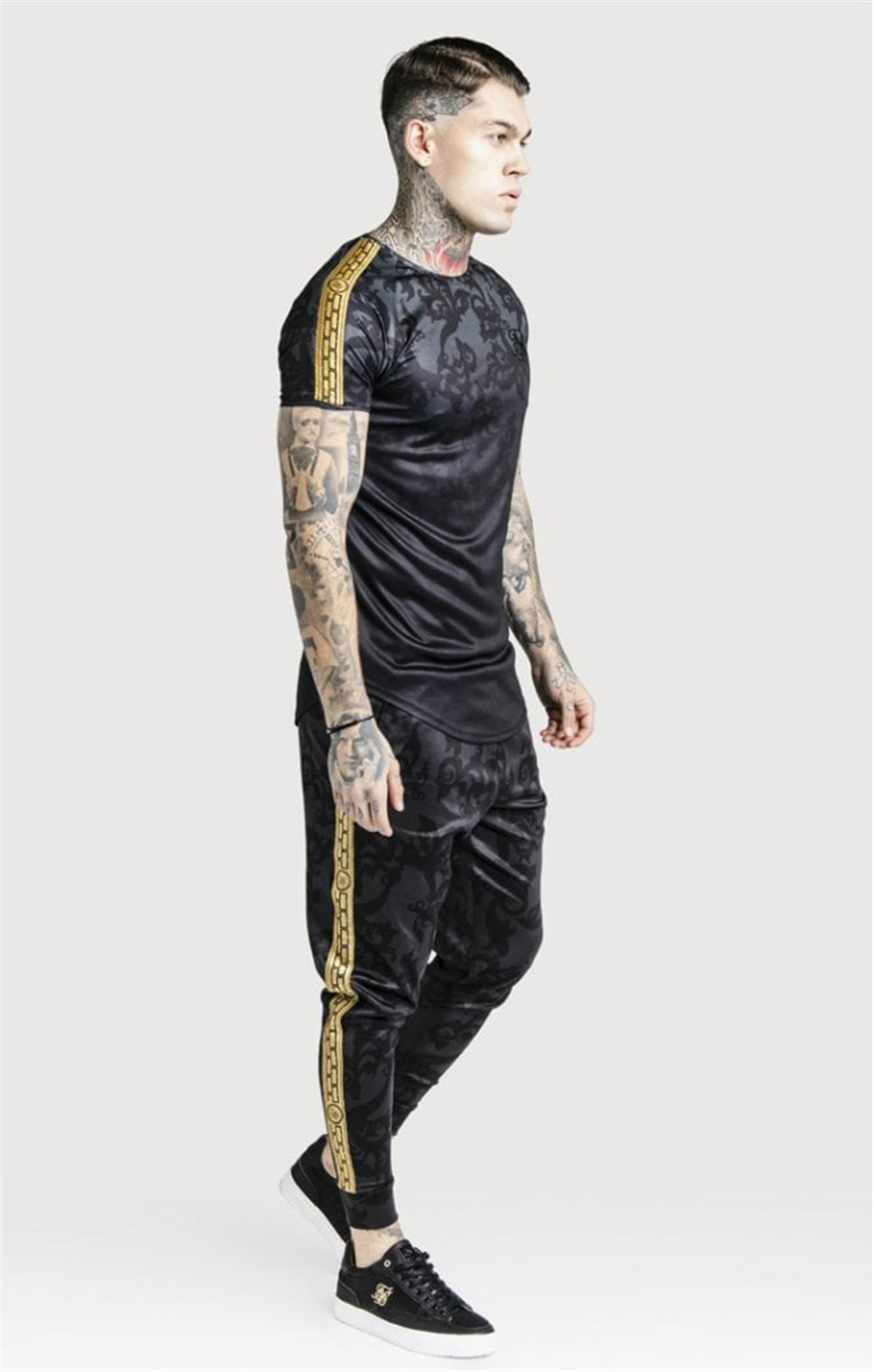 Dani Alves Şeritli Gizli Baskılı T shirt Petrol