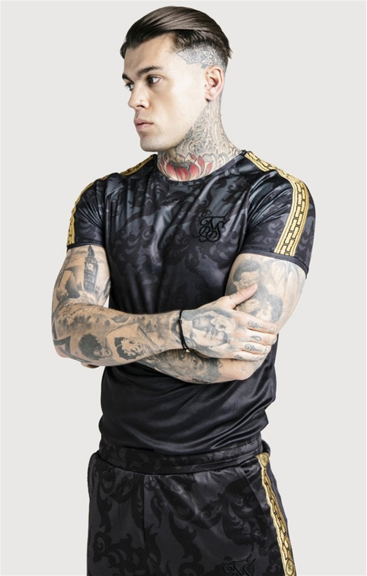 Dani Alves Şeritli Gizli Baskılı T shirt Petrol