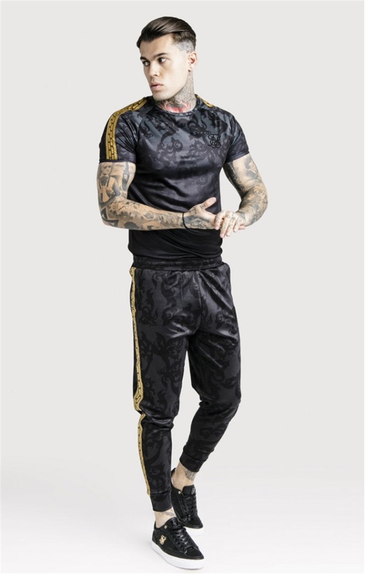 Dani Alves Şeritli Gizli Baskılı T shirt Petrol