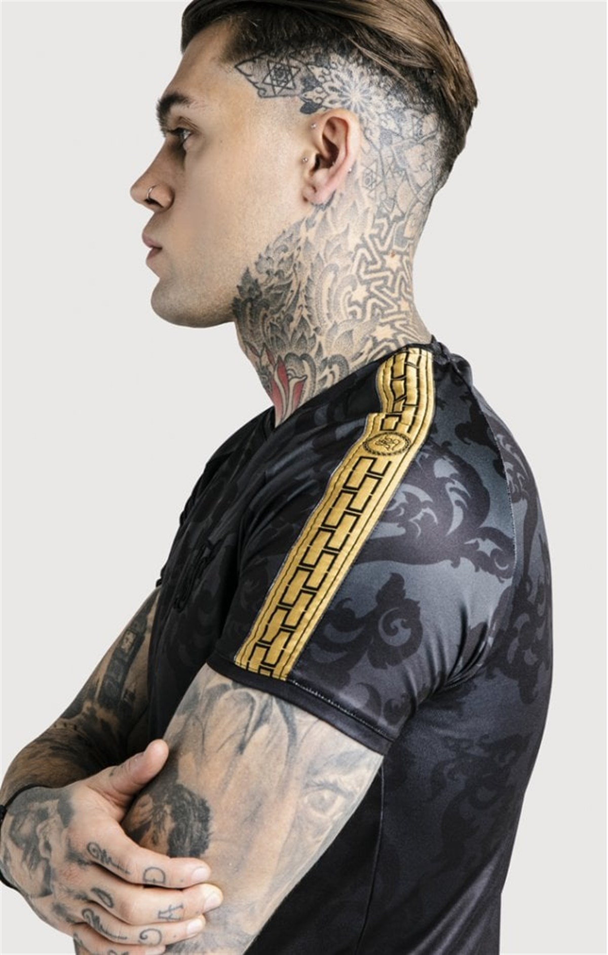 Dani Alves Şeritli Gizli Baskılı T shirt Petrol