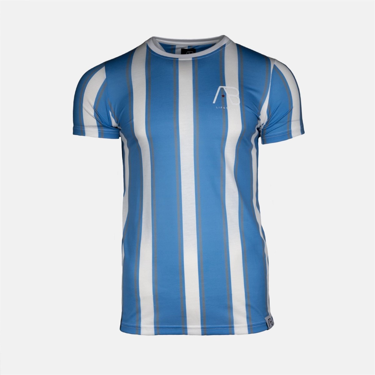 Dikey Çizgili TShirt Mavi-Beyaz