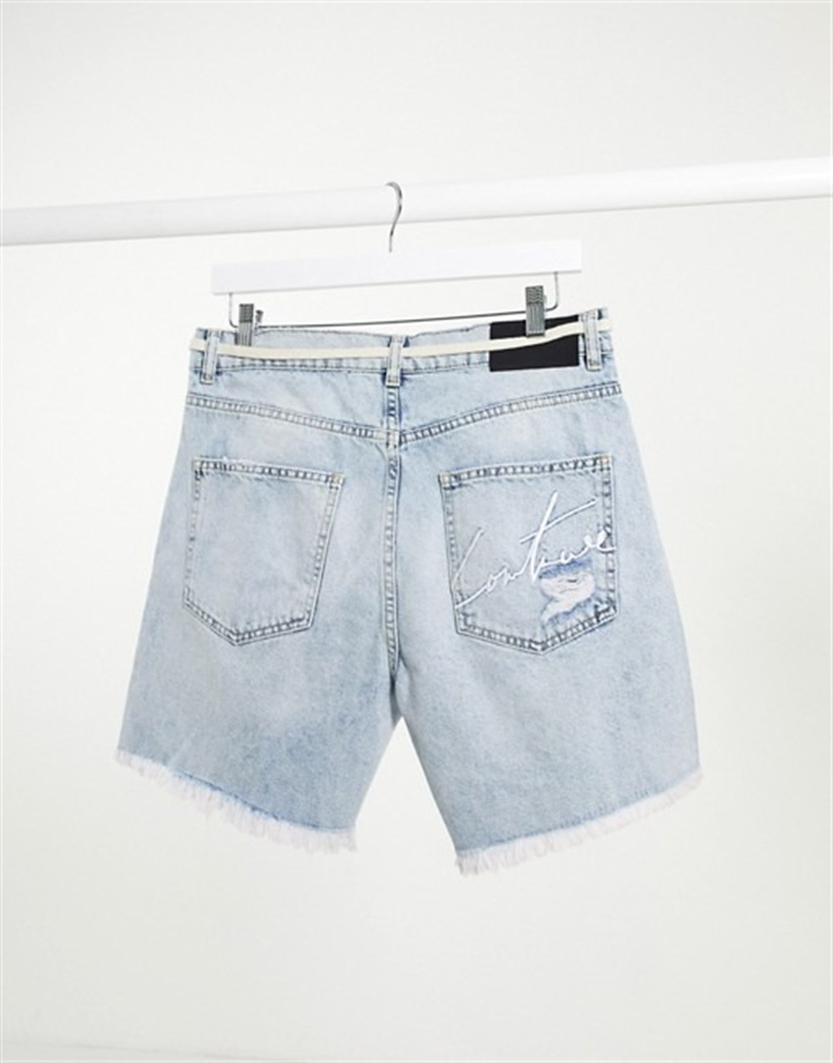 Eskitme Jean  Şort Mavi Açık