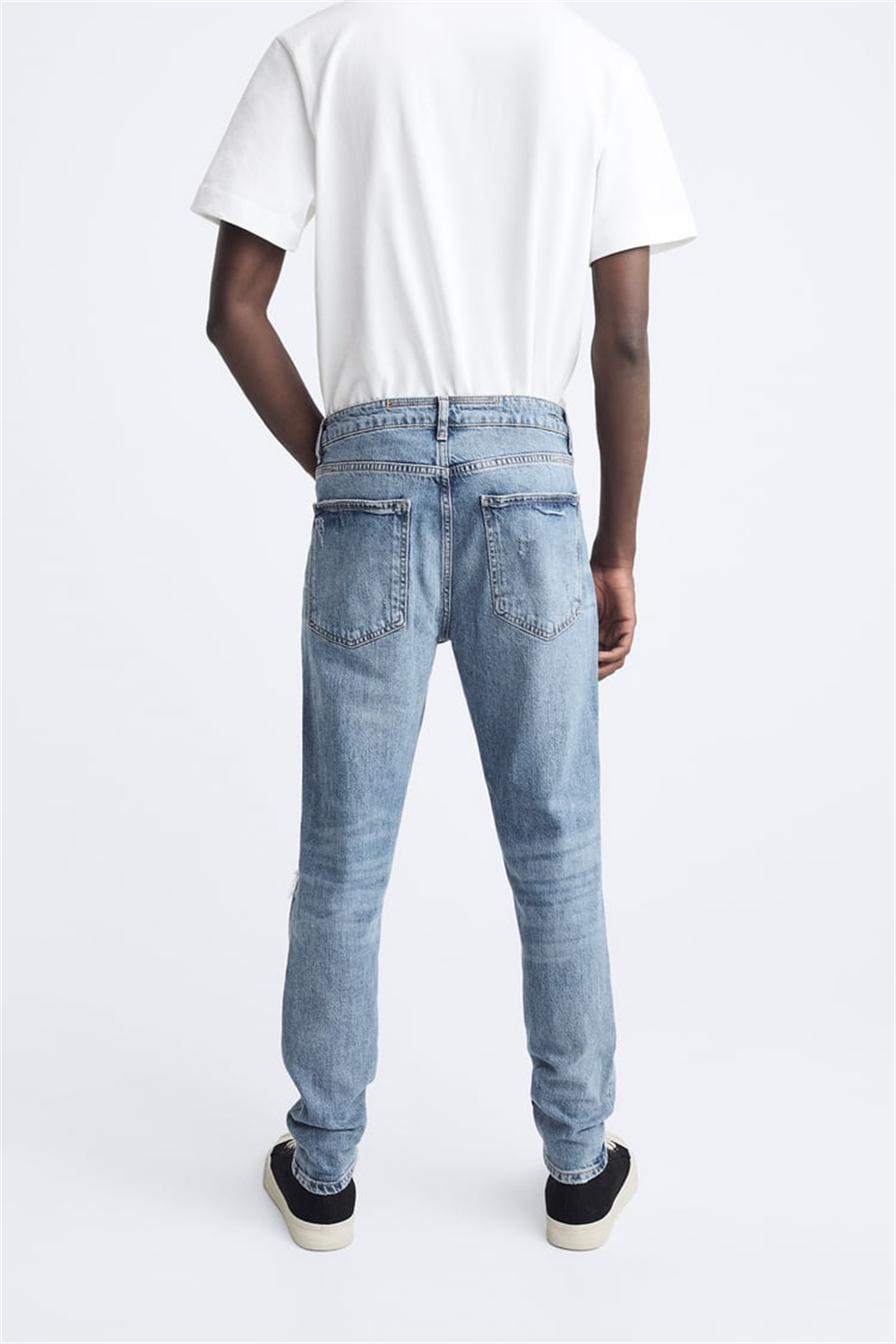 Eskitme Skinny Jean-Mavi Açık