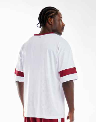 File Kumaş Spor   Oversize  T shirt-Bordo