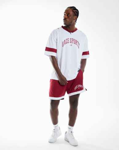 File Kumaş Spor   Oversize  T shirt-Bordo