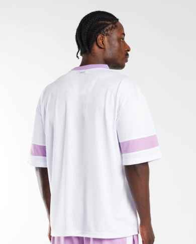 File Kumaş Spor   Oversize  T shirt-Lila Açık