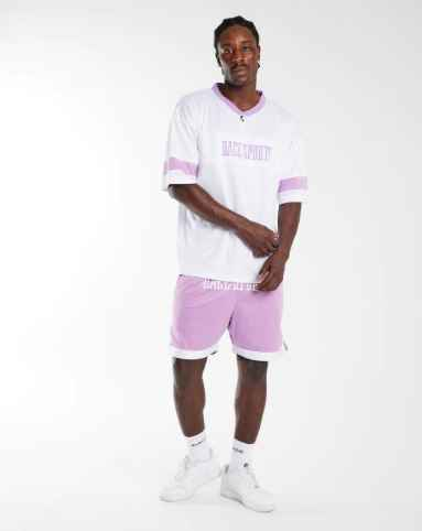 File Kumaş Spor   Oversize  T shirt-Lila Açık